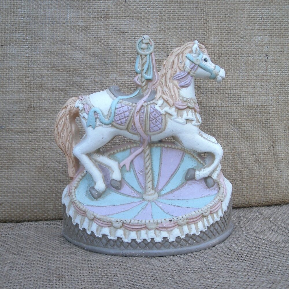Vintage Cast Iron Carousel Horse Bookend Door Stop